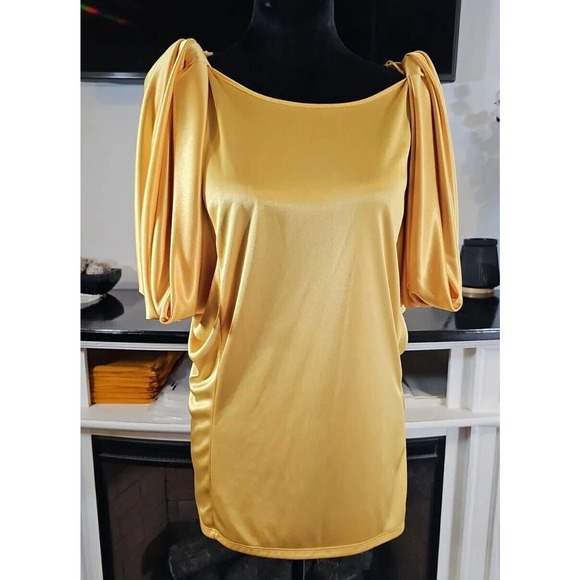 JLO Tops - Jennifer Lopez Shirt Womens Large Yellow Satiny Blouse Office Casual